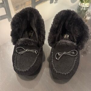 UGG Black Suede Moccasin Slippers